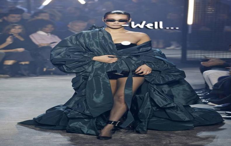 Bella Hadid experiences Wardrobe Malfunction Nipplegate on Runway at Paris Fashion Week.  Bella Hadid experiences Wardrobe Malfunction Nipplegate on Runway at Paris Fashion Week.
