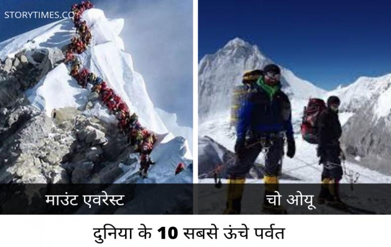 दुनिया के 10 सबसे ऊंचे पर्वत | Top 10 Highest Mountains World In Hindi दुनिया के 10 सबसे ऊंचे पर्वत | Top 10 Highest Mountains World In Hindi